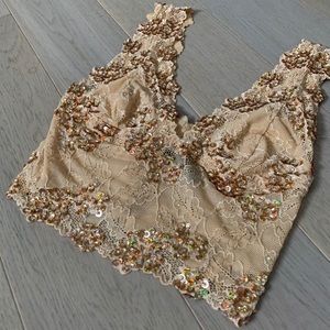 BEBE Lace sequin crop top